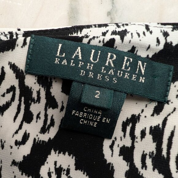 Lauren Ralph Lauren Black and White Floral Dress with 3/4 Sleeve- Size 2 - Picture 8 of 8